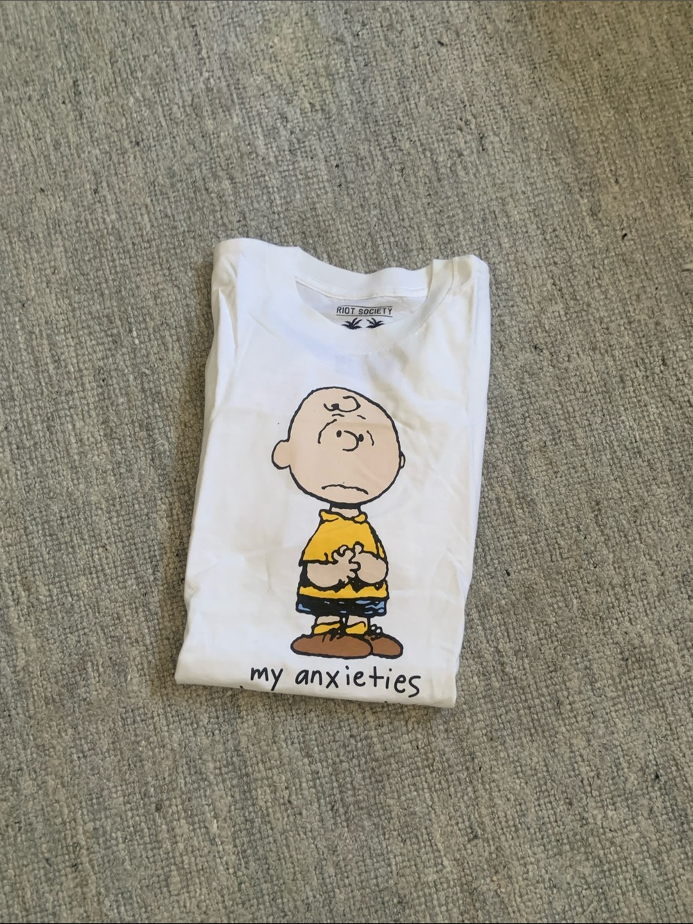 riot society White Charlie Brown 'my anxieties' Graphic Tee